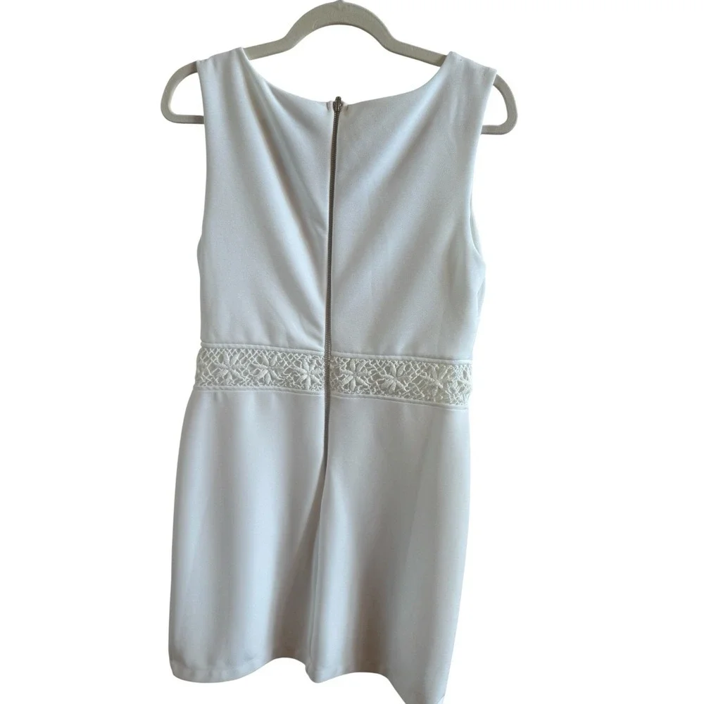 NWT Bison Bison White Sleeveless Mini Dress Sz 14 Starfish Waist Band Graduation